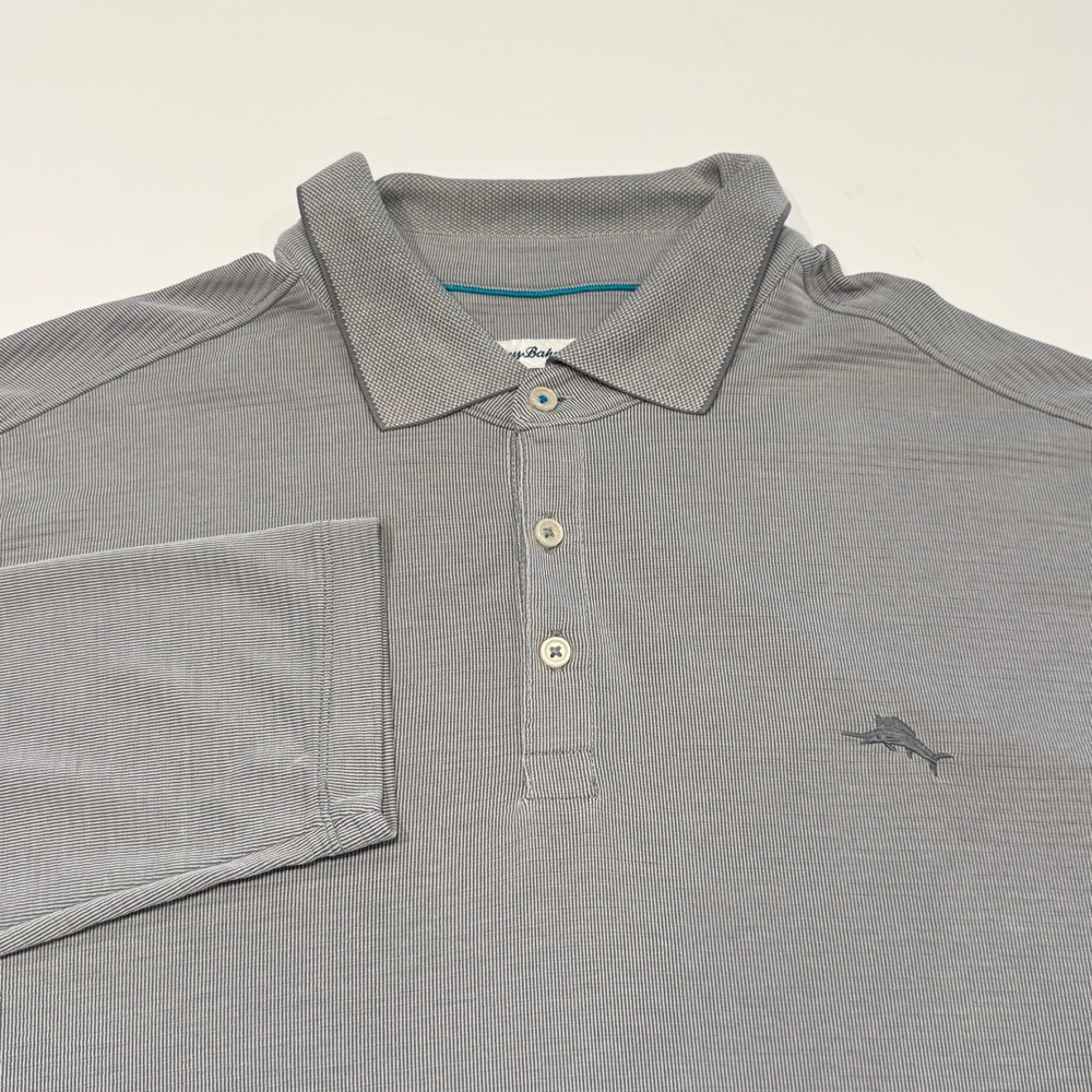 Tommy Bahama Island Zone Men's XXLT Long Sleeve Polo Grey